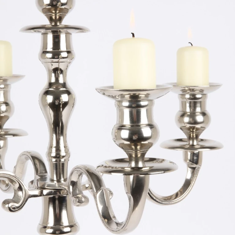Candelabro a 5 bracci - 80 cm - argento - alluminio