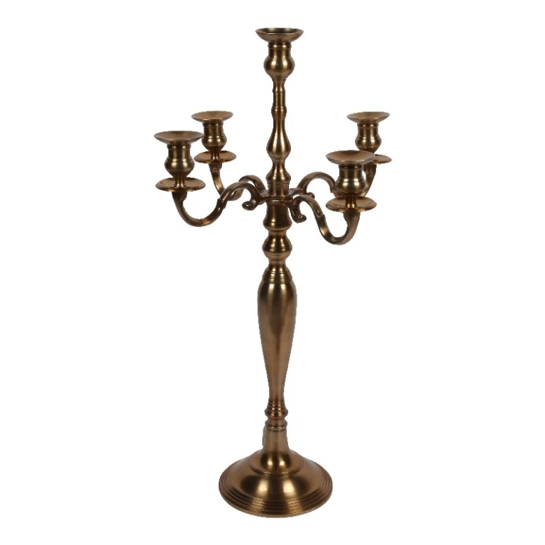 Candelabro a 5 bracci - 80 cm - oro - alluminio