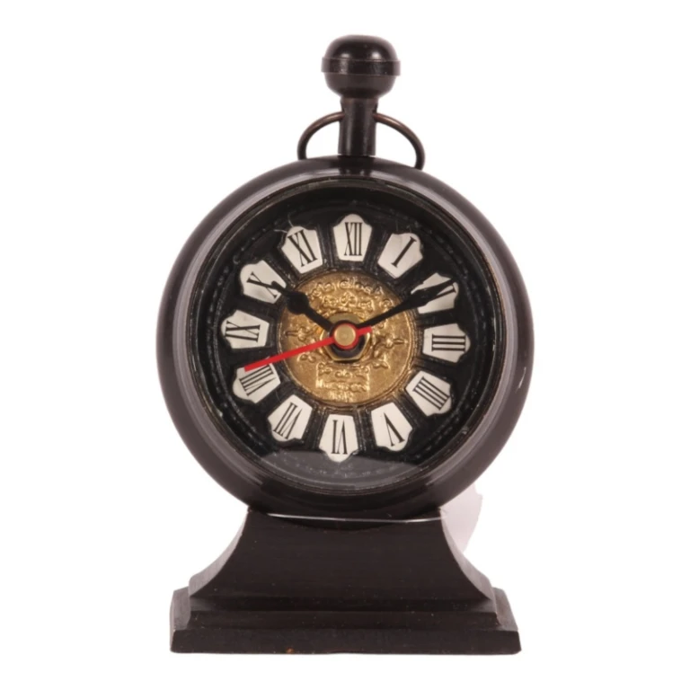Orologio da tavolo Alain - nero - ottone - 15 cm
