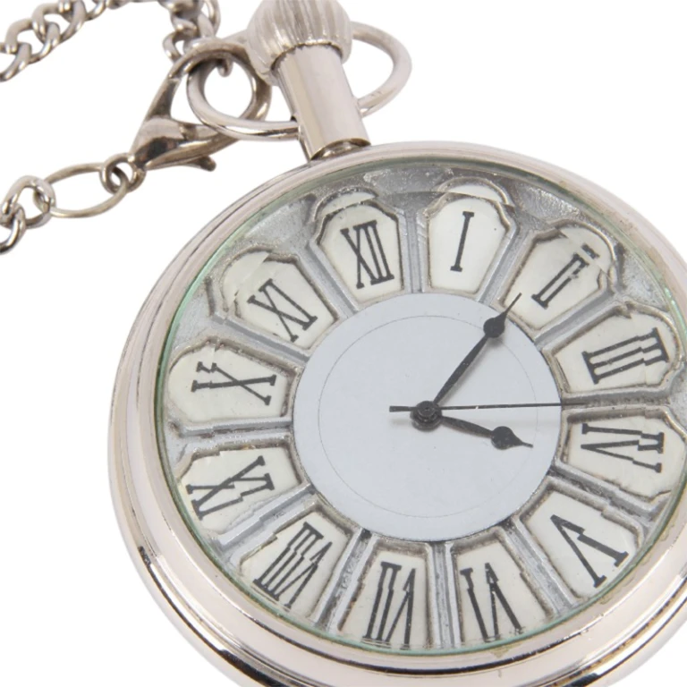 Orologio da tasca stile olandese Ghandi - 5 cm - argento - ottone