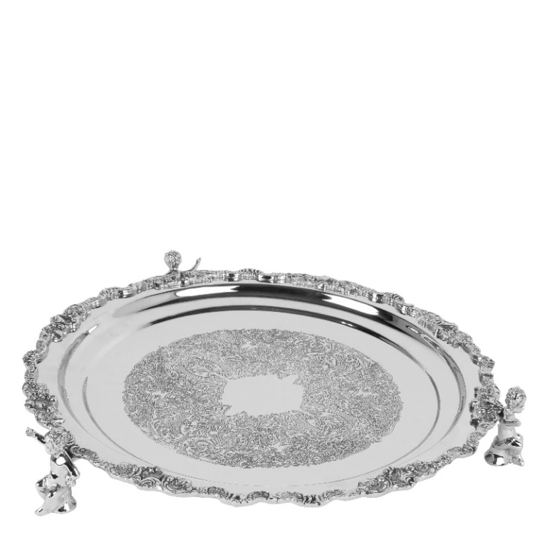 Vassoio decorativo con angeli - argento - 39 cm - 1 pezzo