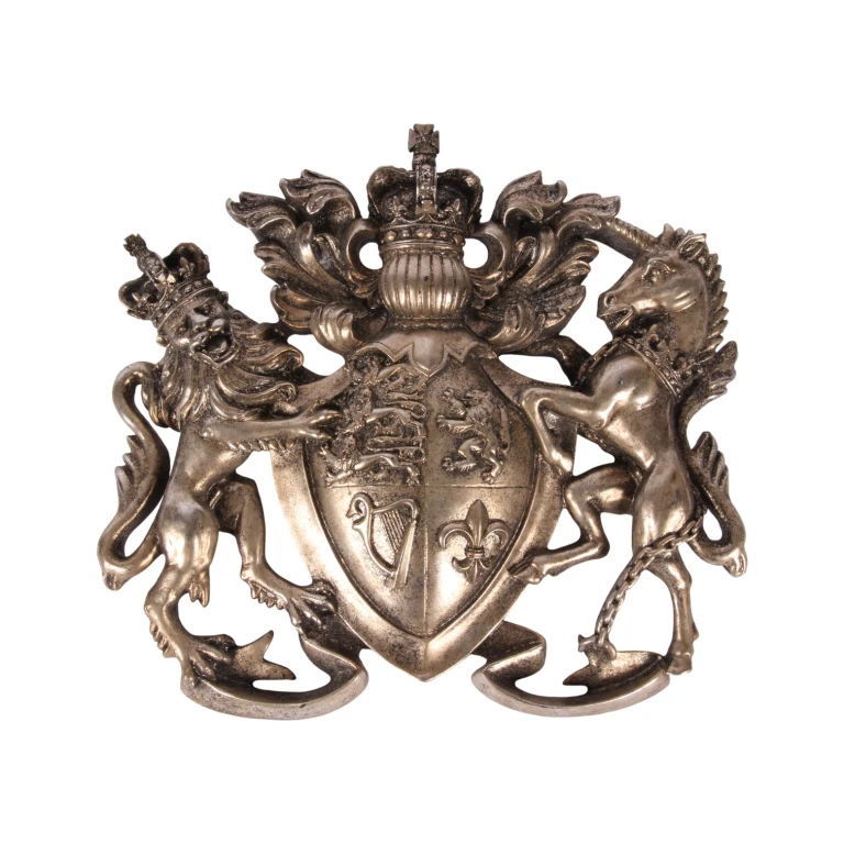 Ornamento da parete scudo araldico - argento - 38 cm - resina artificiale