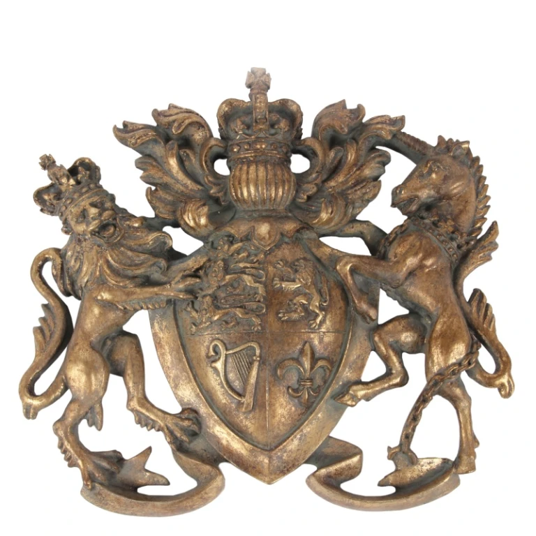 Ornamento da parete scudo araldico - oro - 38 cm - resina artistica