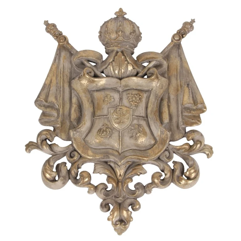 Placca da parete Scudo - beige/oro - 36,5 cm - resina sintetica