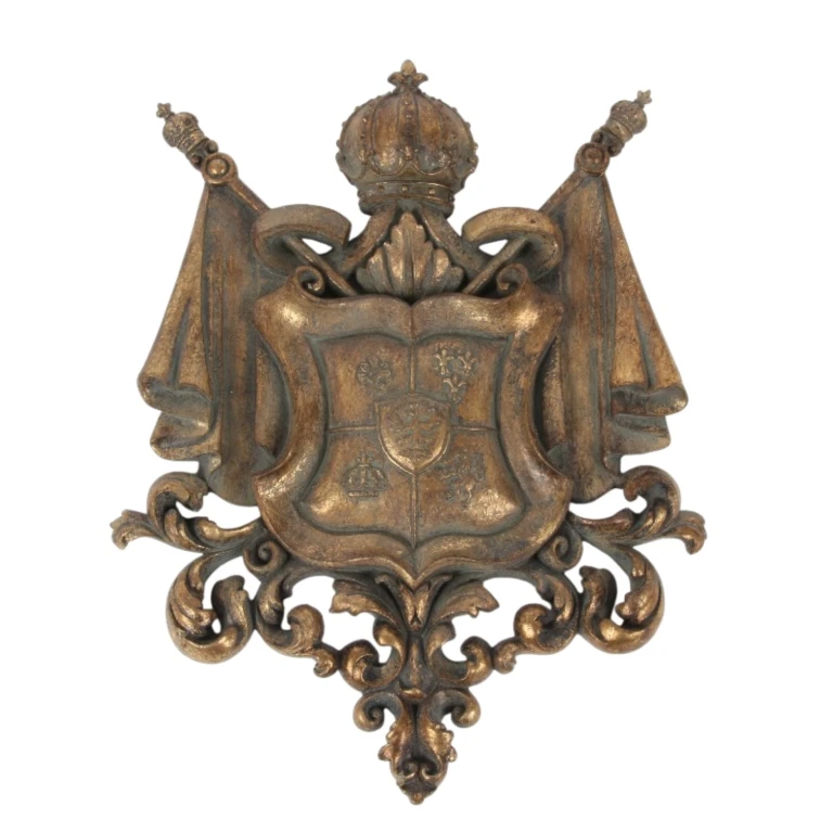 Ornamento da parete scudo araldico - oro - 36,5 cm - resina sintetica