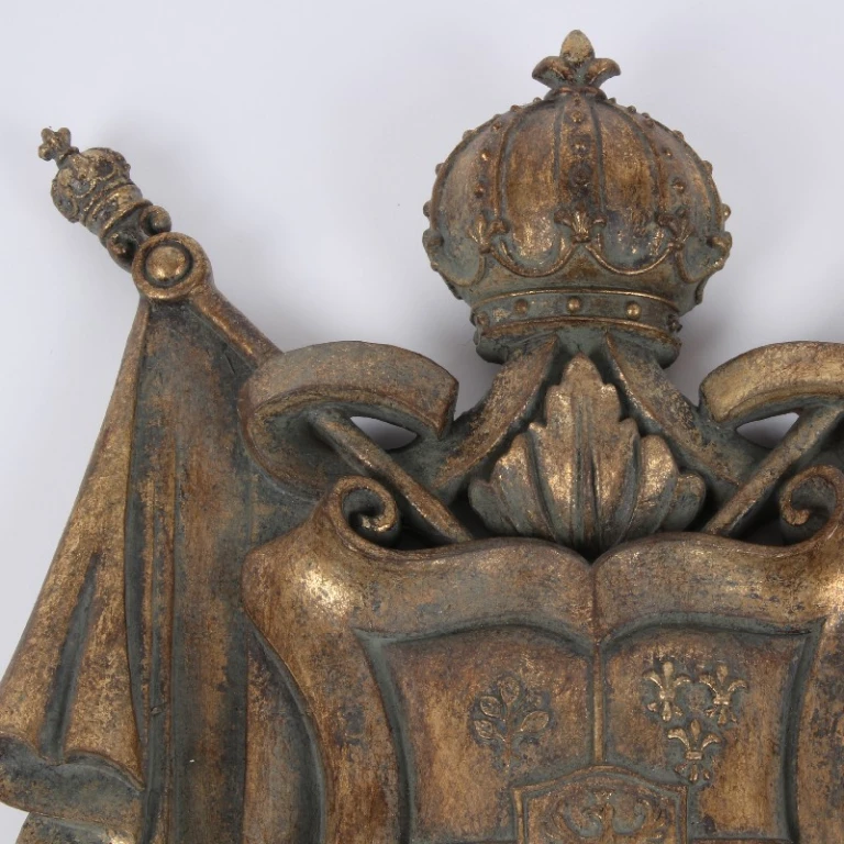 Ornamento da parete scudo araldico - oro - 36,5 cm - resina sintetica