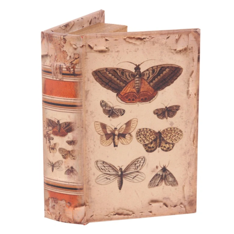 Scatola portaoggetti a forma di libro - 15 cm - beige - ecopelle