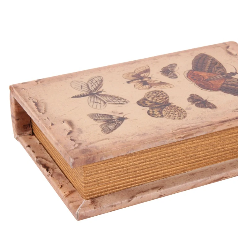 Scatola portaoggetti a forma di libro - 15 cm - beige - ecopelle