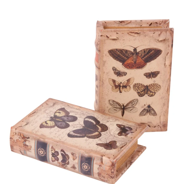 Scatola portaoggetti a forma di libro - 15 cm - beige - ecopelle