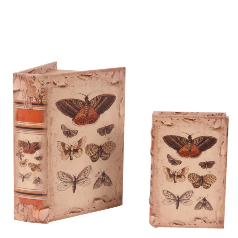 Scatola portaoggetti a forma di libro - 15 cm - beige - ecopelle