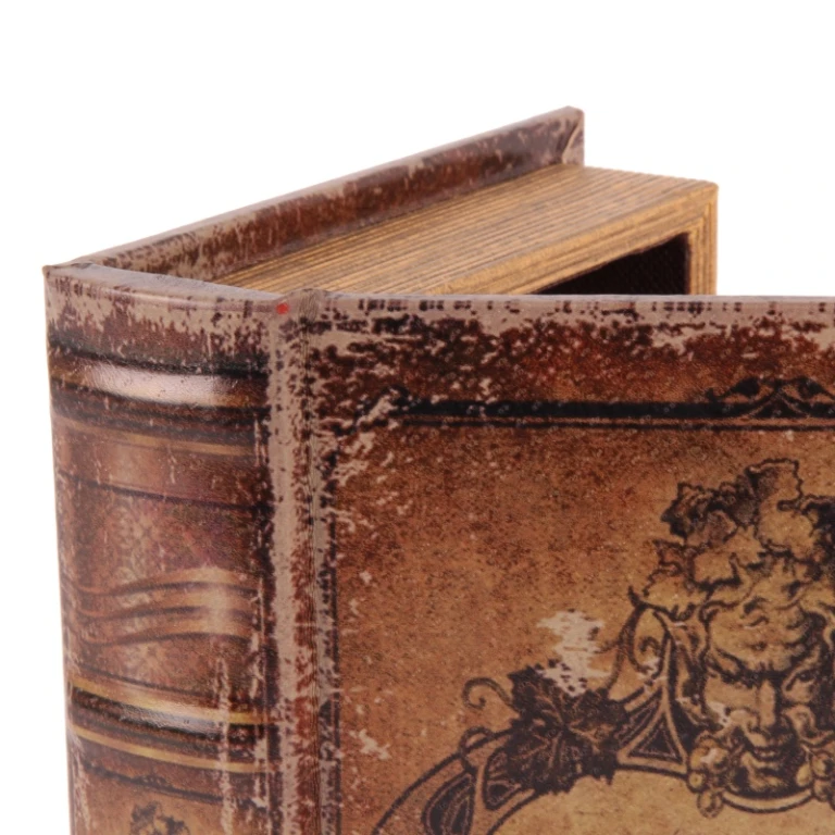 Scatola portaoggetti a forma di libro - 20 x 14 x 4 cm - marrone - ecopelle