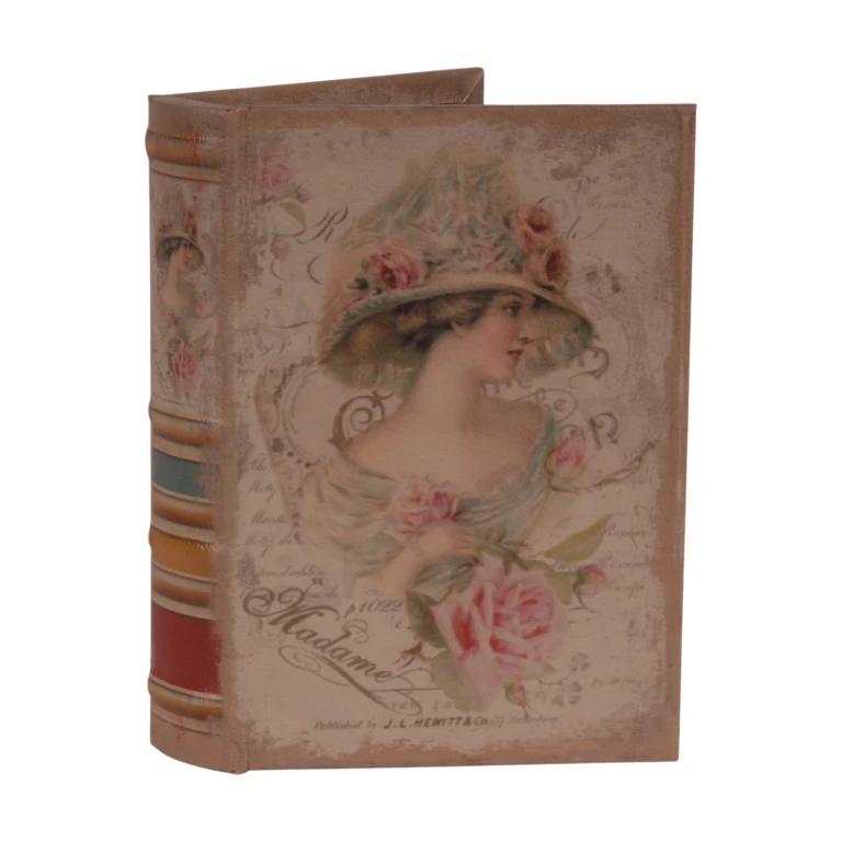 Scatola portaoggetti a forma di libro - 20 cm - rosa - ecopelle
