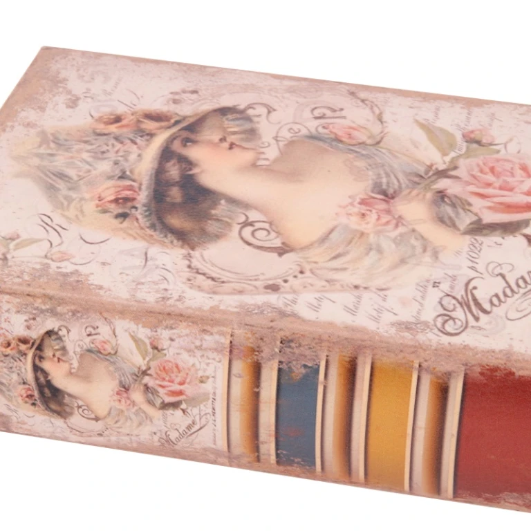 Scatola portaoggetti a forma di libro - 20 cm - rosa - ecopelle
