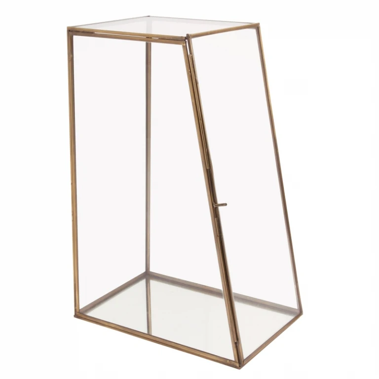 Displaybox - ottone e vetro - oro - 45 cm - 1 pezzo