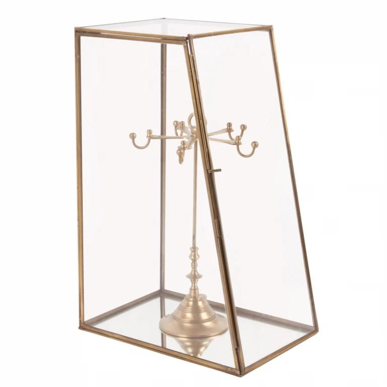 Displaybox - ottone e vetro - oro - 45 cm - 1 pezzo
