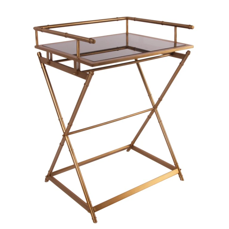 Tavolo da servizio - oro - vetro & acciaio - 85 cm