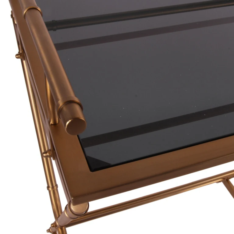 Tavolo da servizio - oro - vetro & acciaio - 85 cm