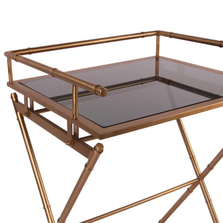 Tavolo da servizio - oro - vetro & acciaio - 85 cm