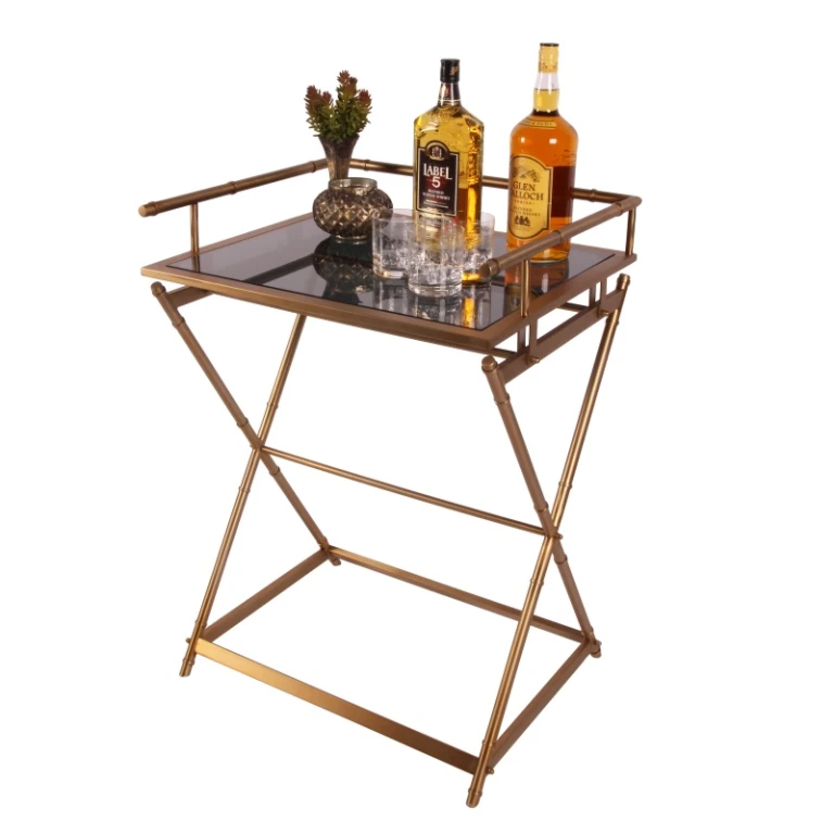 Tavolo da servizio - oro - vetro & acciaio - 85 cm