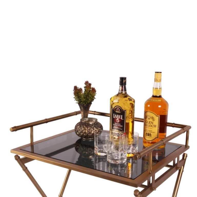 Tavolo da servizio - oro - vetro & acciaio - 85 cm