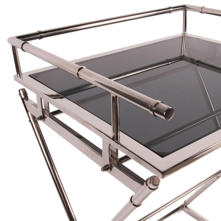 Tavolo da servizio - argento - vetro & acciaio - 85 cm