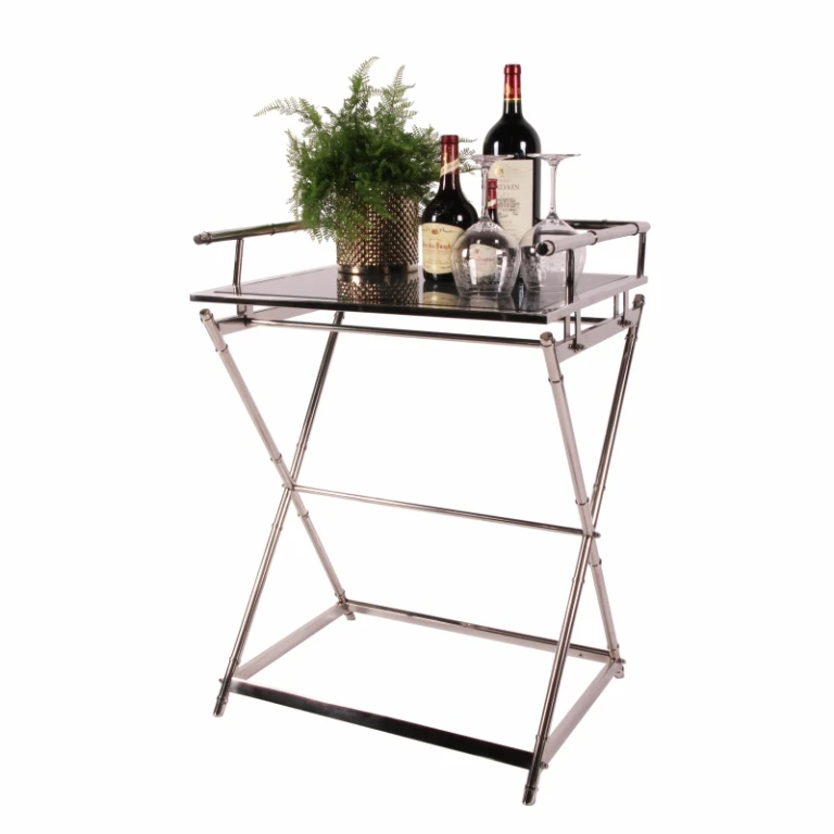 Tavolo da servizio - argento - vetro & acciaio - 85 cm