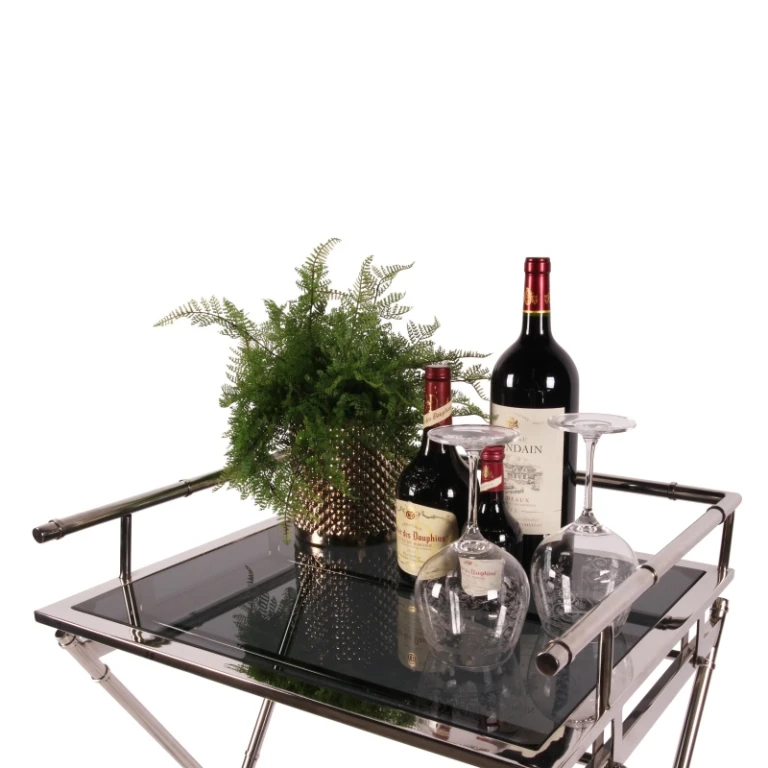 Tavolo da servizio - argento - vetro & acciaio - 85 cm