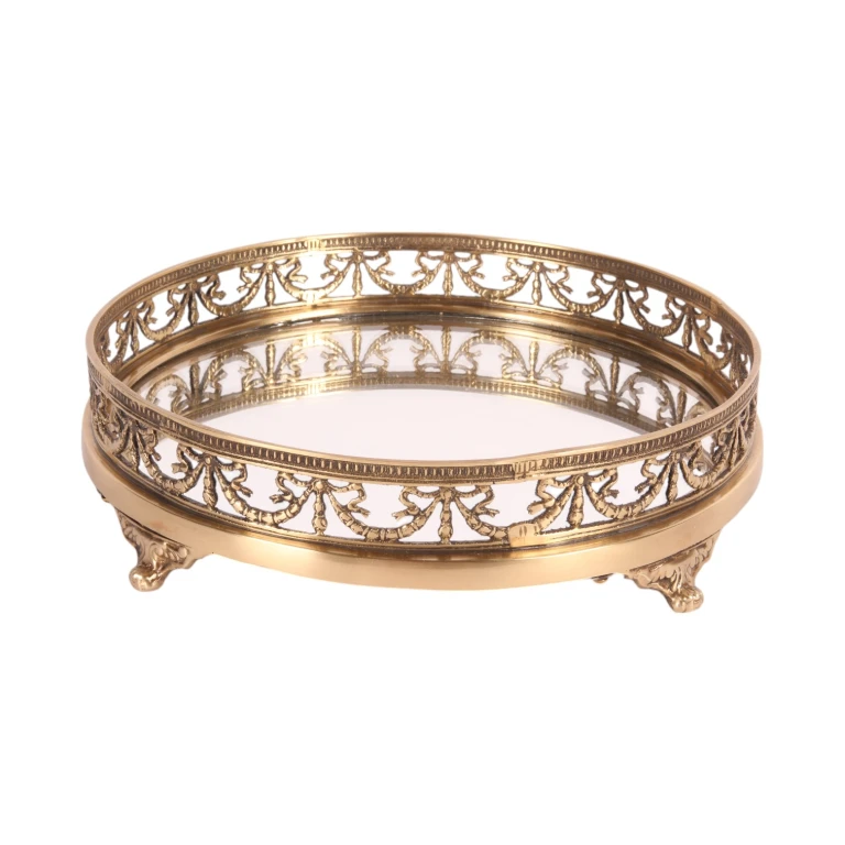 Vassoio specchiante in ottone dorato - 28 cm - 1 pezzo