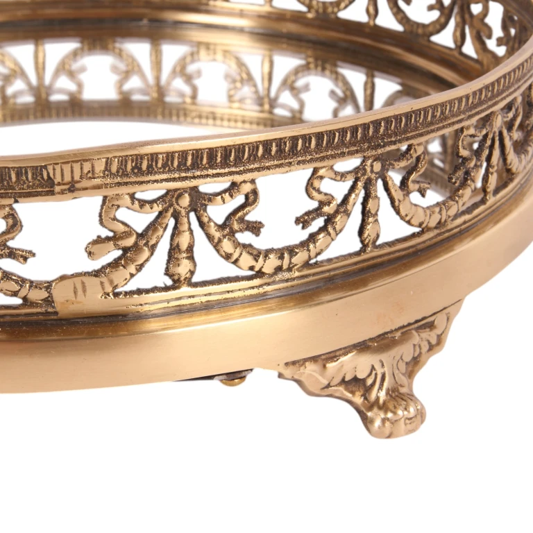 Vassoio specchiante in ottone dorato - 28 cm - 1 pezzo