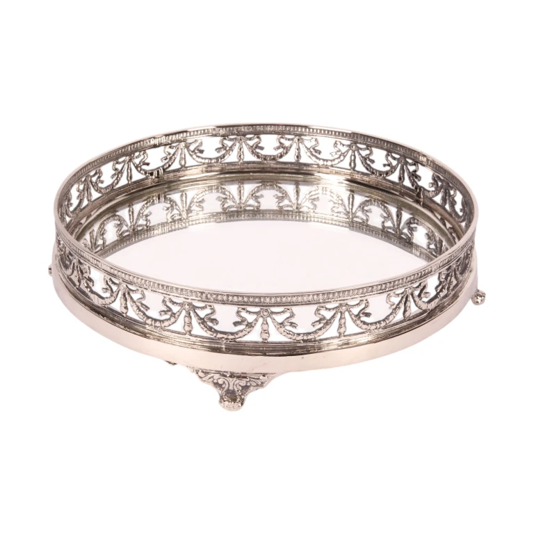 Vassoio con specchio - color argento - 28 cm