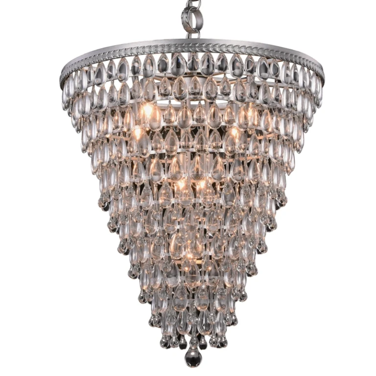 Lampadario in Stile Olandese Kensington - 65 cm - argento - ferro e vetro