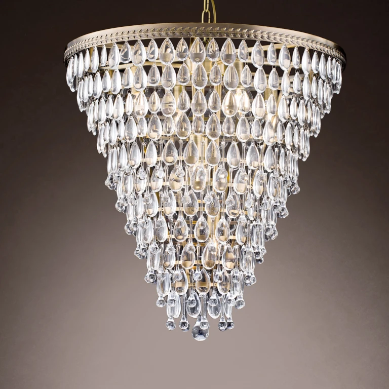 Lampadario in Stile Olandese Kensington - 65 cm - argento - ferro e vetro