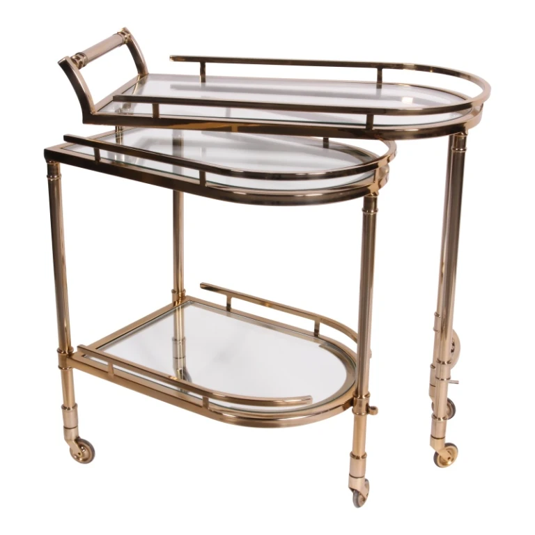 Carrello bar - oro - vetro e acciaio - 83 cm
