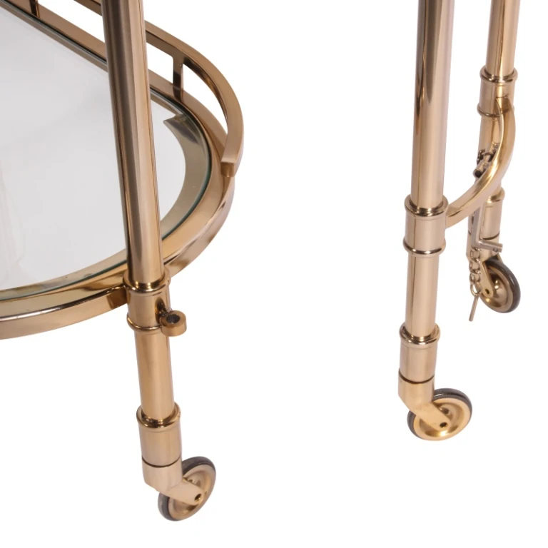 Carrello bar - oro - vetro e acciaio - 83 cm