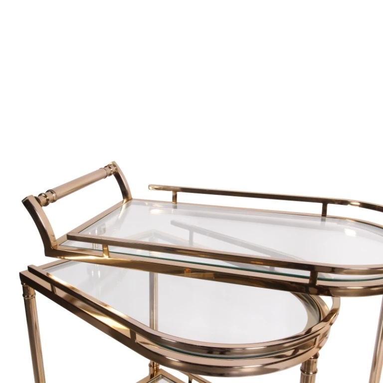 Carrello bar - oro - vetro e acciaio - 83 cm
