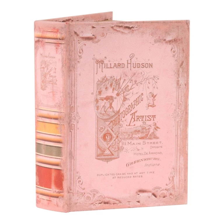 Scatola libro Hudson - 20 cm - rosa - ecopelle