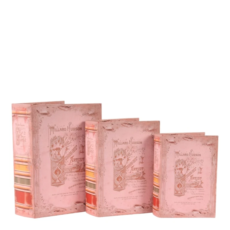 Scatola libro Hudson - 20 cm - rosa - ecopelle