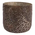 Portacandele a mosaico floreale - marrone - vetro - 17 cm