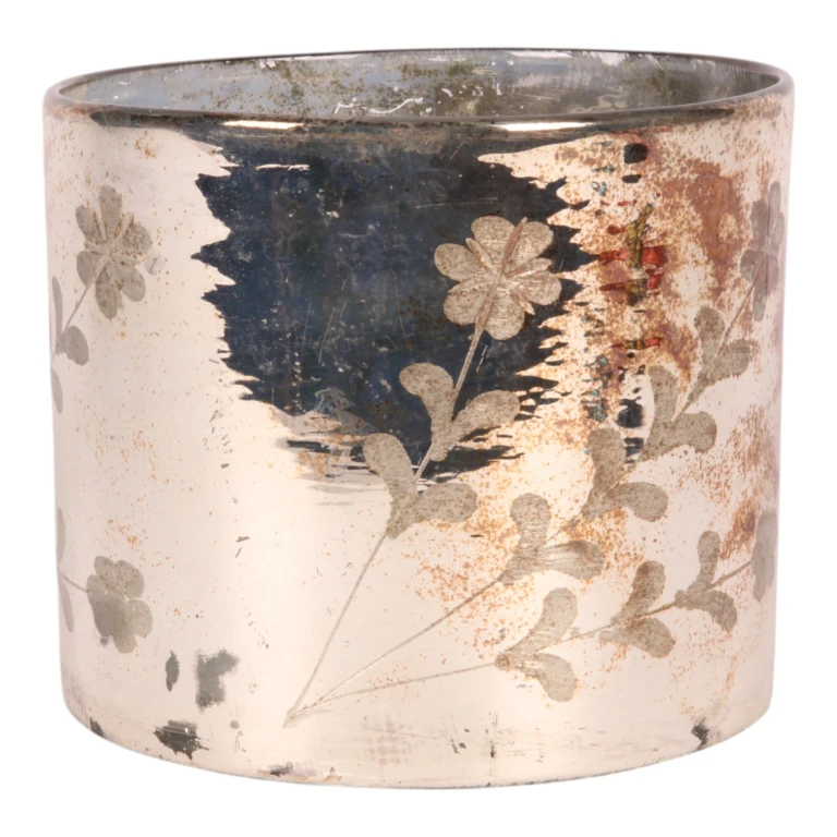 Portacandele a fiori - oro - vetro - 18 cm