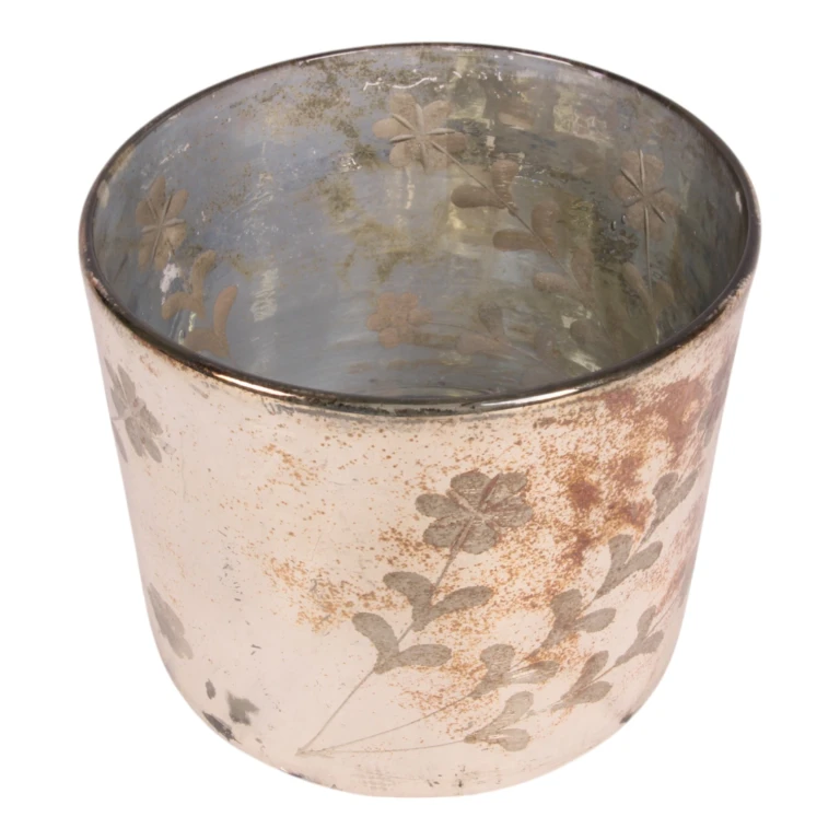 Portacandele a fiori - oro - vetro - 18 cm