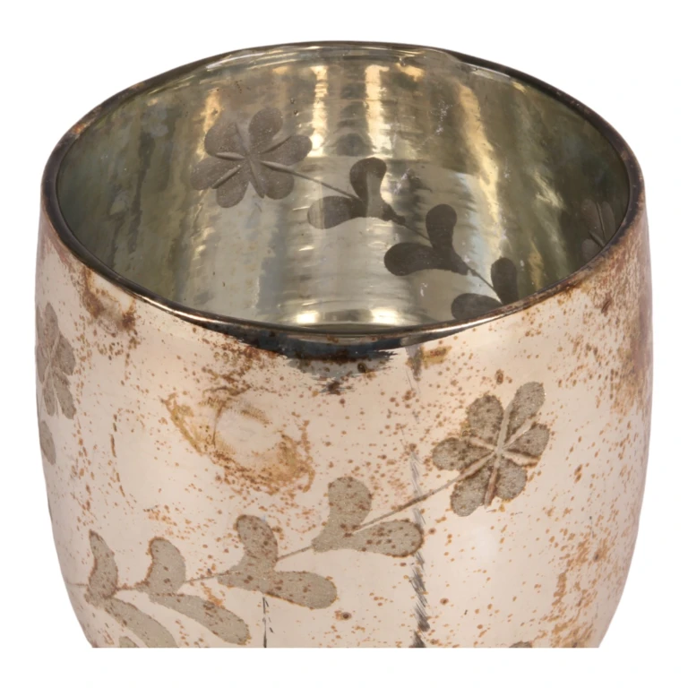 Portacandele Fiori - oro - vetro - 16 cm