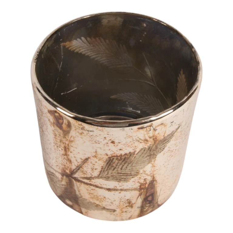 Portacandele a foglie - argento - vetro - 12 cm