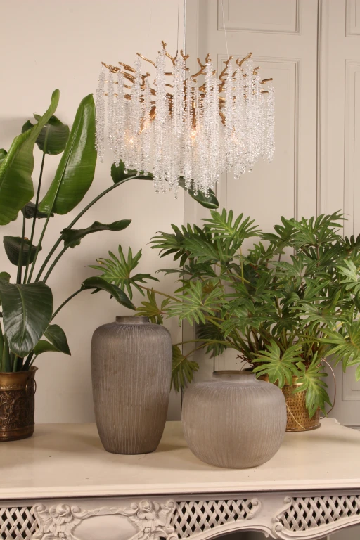Lampadario Cascata in Stile Olandese - 45 cm - oro - vetro
