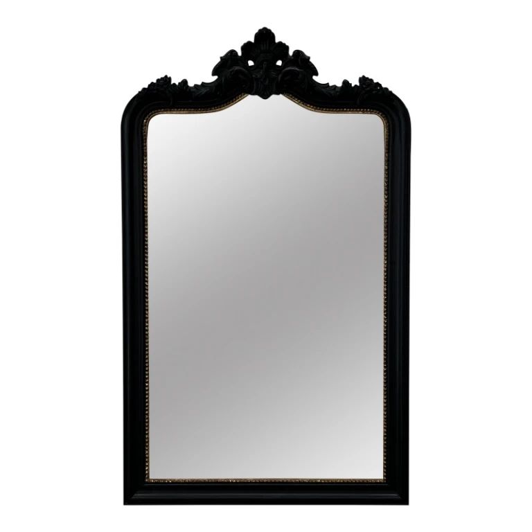 Specchio da parete - nero - legno e resina sintetica - 130x80 cm
