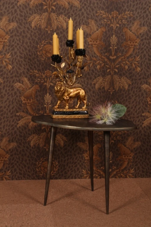 Tavolino laterale stampa alberi in alluminio - dorato - 50 cm