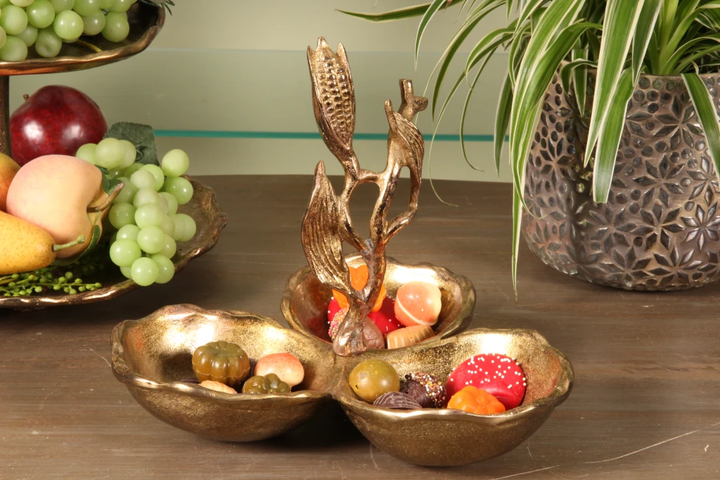 Ciotole decorative - oro - alluminio - set da 3 pezzi - 24 cm