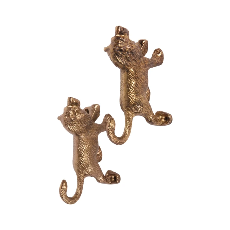 Gancio da parete leone - oro - alluminio - 12 cm