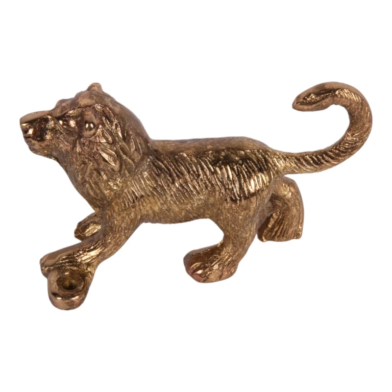 Gancio da parete leone - oro - alluminio - 12 cm