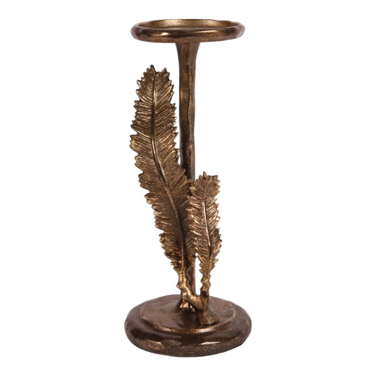Candelabro Piume - 28 cm - oro - alluminio