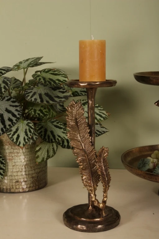 Candelabro Piume - 28 cm - oro - alluminio